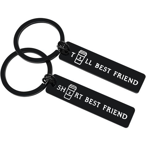 PRICES MAY VARY. 💖Friendship Keychain Set --Stamped with" Tall Best Friend"and "Short Best Friend"keyring set will be a sweet friendship gift for your tall best friend or short best friend.Perfect coffee lovers gifts for best friend. 💖Friendship Jewelry Gifts --This Short and Tall Best Friends Matching Keychain is perfect set for best friend, bestie, sister, roomate, anyone who shares a close bond. It is also great gift for coffee-lovers. Tall and short best friends coffee Gifts. 💖BBF birthda Christmas Gift Box For Friends, Best Friend Matching Gifts, Friendship Things To Buy, Bestie Matching Jewelry, Best Friend Keychain For 2, Matching Gifts For Friends, Gift Ideas For Boy Best Friend, Matching Keychains Best Friends, Graduation Gift Ideas For Best Friend