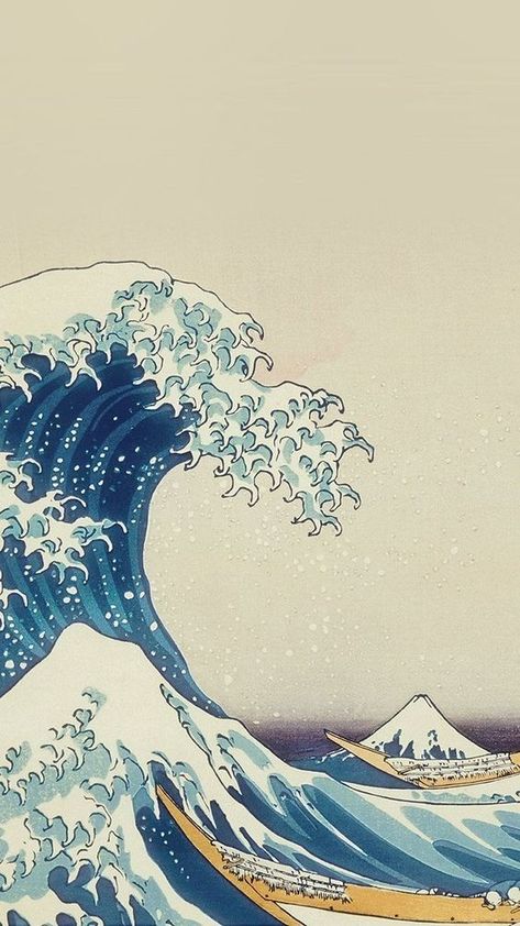 🌊𝚍𝚎𝚕 🌊💫 Japanese Art Wallpaper Iphone, Japanese Art Wallpaper, Mars Wallpaper, Iphone Wallpaper Texture, Wave Drawing, Ocean Waves Painting, The Great Wave, Waves Wallpaper, Wave Painting