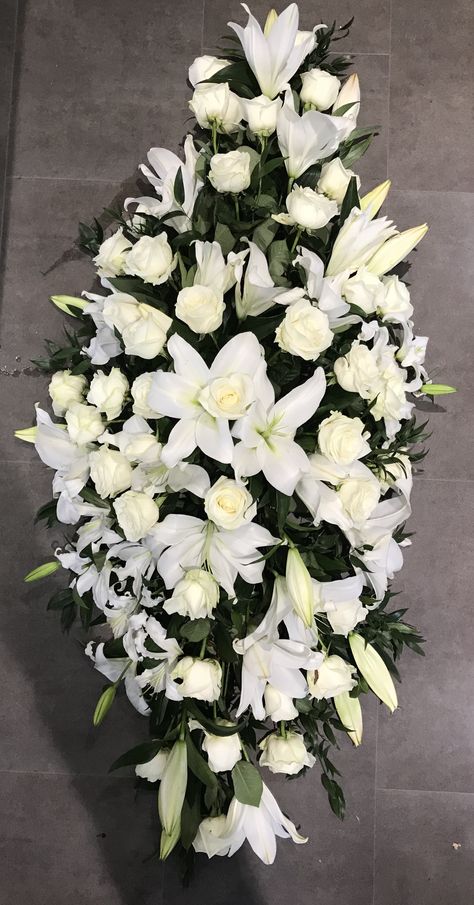 Forever Interrupted, Coffin Spray, Shuffle Wallpaper, Avalanche Rose, White Flower Bouquet, Horizontal Design, Flower Wreaths, White Lily, Flower Spray