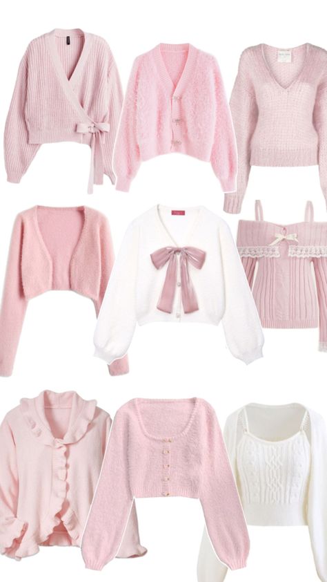 #pink #kawaii #sweaters #coquette Kawaii Sweaters, Pink Sweaters, Pink Kawaii, Light Pink Sweaters, Outfit Korean, Downtown Outfits, High Fashion Outfits, Pink Outfits, Kawaii Clothes