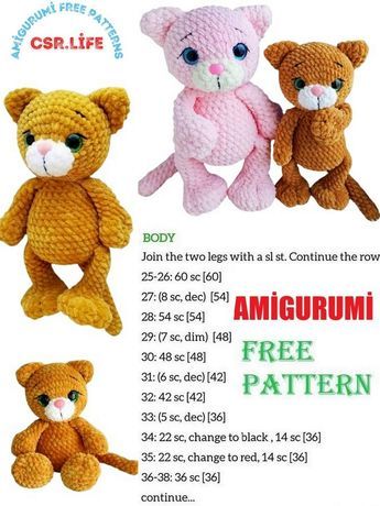 Amigurumi Velvet Cute Cat Free Crochet Pattern – Csr.life Velvet Yarn Free Crochet Patterns, Crochet Cheetah Pattern Free, Free Cat Crochet Patterns, Velvet Yarn Crochet Patterns, Cat Crochet Free Pattern, Velvet Yarn Crochet, Cat Free Crochet Pattern, Costume Crochet, Crazy Crochet