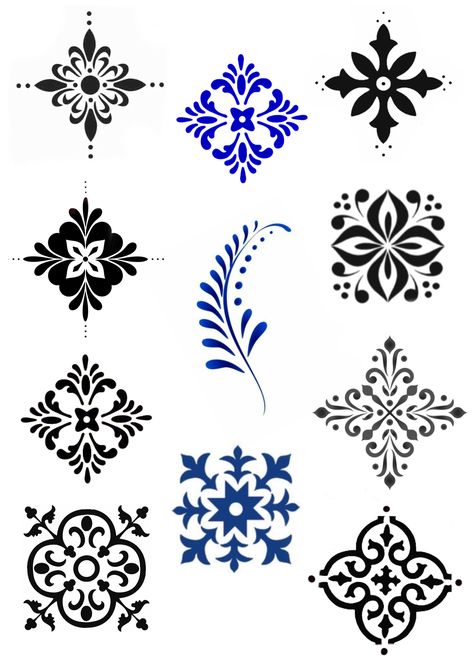 Ornamental Pattern Design, China Patterns Design, Dutch Patterns Traditional, Lotus Pattern Design, Portugal Tattoo Ideas Lisbon, Nordic Folk Art Tattoo, Gothic Ornament Tattoo, Talavera Tattoo, Ornamental Flower Tattoo