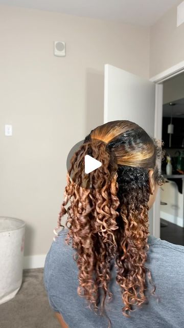 Kira ♒️ on Instagram: "V Part Half Up Half Down on Natural Curly hair ➰🫶🏾 

It took me forever to define each curl 😩 

#naturalhair #halfuphalfdownhairstyle #curlyhairstyles #curls #curlyhair #explore #explorepage #reels #reelsinstagram #curlyhairinspo" V Part Half Up Half Down Curly Hair, V Part Half Up Half Down Natural Hair, Half Braids Half Curls Natural Hair, Natural Half Up Half Down Curly Hair, Curly Half Up Half Down Hairstyles, Half Up Curly Hairstyles, Half Up Half Down Curly, Curly Half Up Half Down, Curly Hair Half Up Half Down