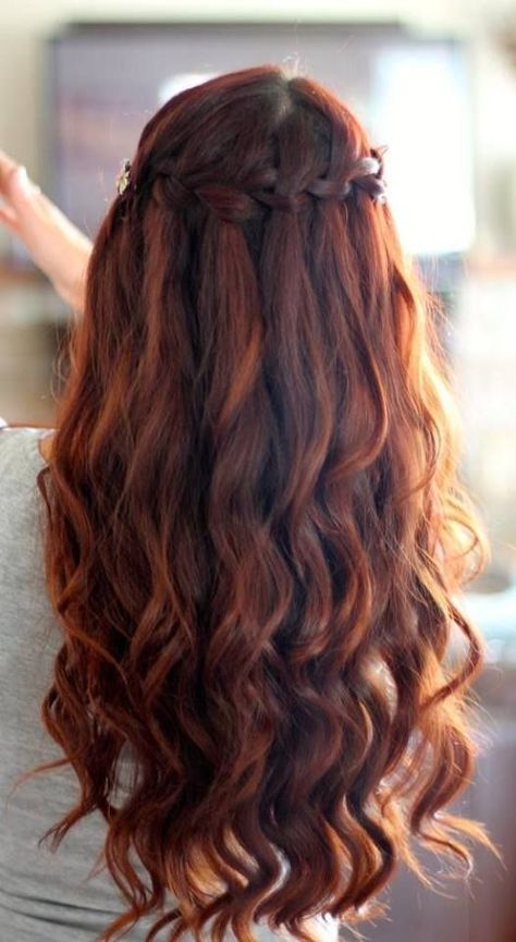 Hair... Unique Braided Hairstyles, Greek Hair, Romantic Hairstyles, Wedding Hair Down, Auburn Hair, Long Curly, Hair Day, Prom Hair, Pretty Hairstyles