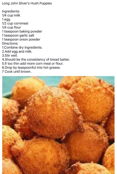 Long John Silver Hush Puppies Recipe, Long John Silvers Hush Puppies Recipe, Copycat Long John Silvers Hush Puppies, Sweet Hush Puppies Recipe, Hush Puppies Recipe Easy, Long John Silvers Hush Puppies, Hushpuppy Recipes, Hush Puppies Recipe With Corn, Easy Hush Puppy Recipe