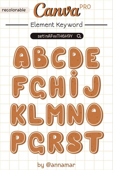 Canva Lettering Elements, Canva Font Elements Keyword, Canva Elements Font, Canva Alphabet Element Keyword, Canva Font Elements, Cookie Font, Gingerbread Alphabet, Font Canva Lettering, New Year Typography