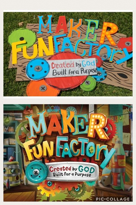 Maker Fun Factory Logo  VBS 2017 Maker Fun Factory Vbs 2017, Maker Fun Factory Vbs, Maker Fun Factory, Factory Logo, Stem Lab, Vbs Themes, Study Decor, Holiday Club, Fun Factory