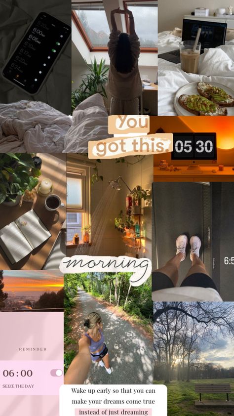 Good morning 🫶🏻 morning, sunrise, new day, you got this! Wake Up Early Quotes, Vision Board Poster, Good Morning Honey, Lifestyle Posing, Vision Board Collage, Vision Board Examples, College Motivation, Vision Board Images, Morning Morning