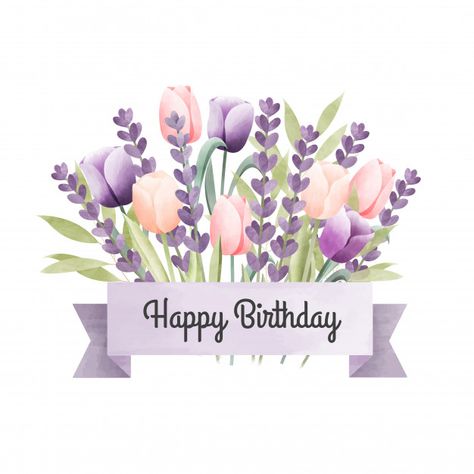 Watercolor floral bouquet Premium Vector Birthday Wishes Flowers, Happy Birthday Art, Happy Birthday Wishes Cards, Birthday Wishes And Images, Happy Birthday Pictures, Happy Birthday Fun, Birthday Wishes Quotes, Birthday Wishes Cards, Happy Birthday Messages