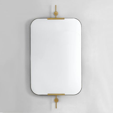 PRICES MAY VARY. Sleek and Stylish Design: Elevate your bathroom decor with the sleek and modern design of our gold rectangluar mirror. The gold metal frame exudes sophistication, while the round shape adds a touch of elegance. It effortlessly complements any bathroom style, from contemporary to traditional. Adjustable Pivot Function: Enjoy the convenience of the adjustable pivot feature, allowing you to tilt the mirror to your desired angle. Whether you're grooming, applying makeup, or simply c Backlit Vanity Mirror, Mirror Over Board And Batten, Bathroom With Mixed Metal Finishes, Frameless Mirror Ideas, Vintage Mirror Bathroom, Half Bath Mirror, Gold Faucet Bathroom, Pivot Bathroom Mirror, Rectangle Bathroom Mirror