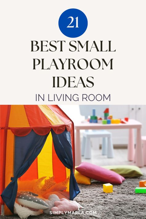 HEY EVERYONE! WE ARE SO EXCITED TO SHARE 21 BEST SMALL PLAYROOM IDEAS FOR YOUR LIVING ROOM! MAKE THE PERFECT SPACE IN YOUR LIVING ROOM FOR YOUR KIDS WITH THESE IDEAS! STORE THEIR TOYS IN SMART STORAGE SOLUTIONS SO THEY ARE ORGANIZED AND READY TO BE USED. WE HOPE YOU GET INSPIRED WITH SOME TIPS AND TRICKS AND DESIGNS FOR SMALL PLAYROOM IDEAS! #SPACESAVING #FORBOYS #FORTODDLERS #FOROLDERKIDS #MINIMALIST #TV Playroom Ideas In Living Room, Small Playroom Storage Ideas, Baby Play Area In Living Room Small, Living Room Playroom Ideas, Small Playroom Ideas Space Saving, Small Play Area In Living Room, Kids Play Area In Living Room, Tiny Playroom Ideas, Small Playroom Design