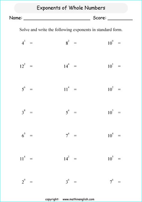 Grade 6 Math Worksheets, 7th Grade Math Worksheets, Seventh Grade Math, Exponent Worksheets, 6th Grade Worksheets, Maths Paper, Grade 6 Math, Mathematics Worksheets, Algebra Worksheets