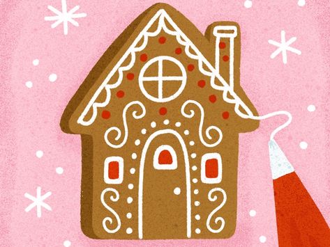 Gingerbread House Designs, Christmas Card Illustration, Gingerbread House Cookies, Soyut Sanat Tabloları, Christmas Inspo, Good Hair, Holiday Illustrations, Christmas Illustration, Asheville Nc