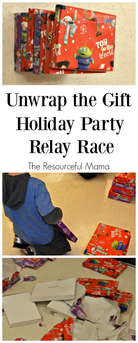 Classroom holiday party game: unwrap the gift relay race. The kids love it! Classroom Holiday Party Games, Kids Relay Races, Vbs Games, Classroom Holiday Party, Holiday Party Game, School Holiday Party, Kids Holidays, School Christmas Party, Winter Celebration