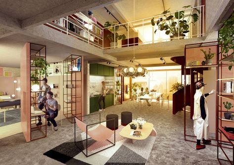 MINI LIVING's First Permanent Building Will Transform a Paint Factory into a Co-living Hotspot in Shanghai,Courtesy of MINI LIVING Co Housing, Open Architecture, Leisure Space, Co Living, Micro Apartment, Tiny Apartments, Urban Living, Apartment Interior Design, Apartment Interior