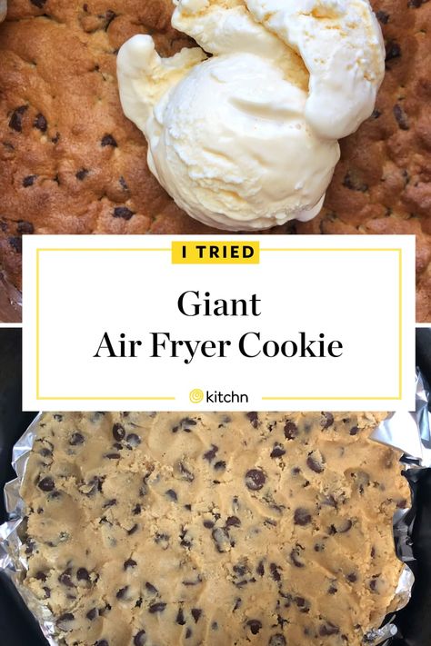 Nestle Cookie Dough, Air Fryer Chocolate Chip Cookies, Nestle Cookies, Air Fryer Dessert, Hot Air Fryer, Deep Dish Cookie, Small Batch Cookies, Giant Chocolate Chip Cookie, Pan Cookies