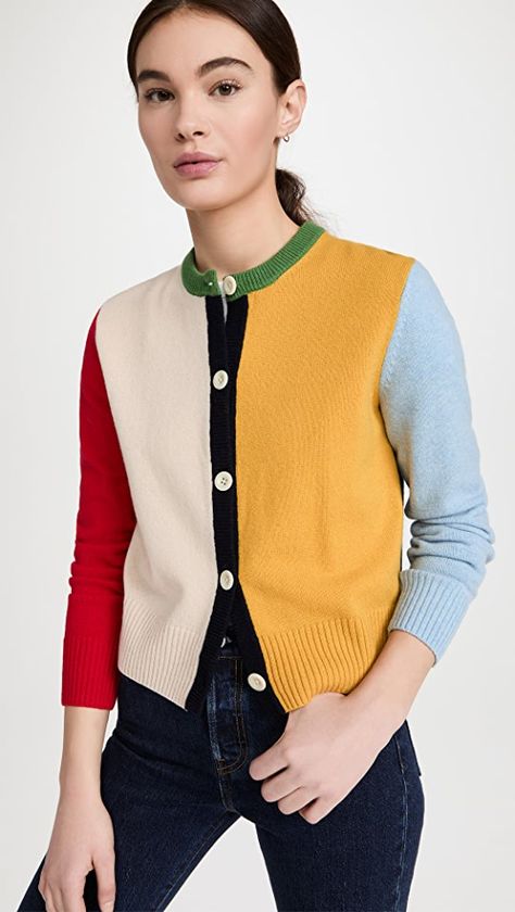 Alex Mill Francis Cardigan | SHOPBOP Super Cropped Top, Kate Moss Street Style, Knits Sweaters, Alex Mill, Pattern Cardigan, Rainbow Sweater, Color Block Cardigan, Runway Trends, Vintage Cardigan