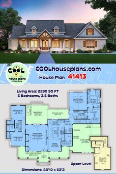 New farmhouse style house plan with almost 2300 square feet of heated living space. A 3-bedroom country living home design with a wrap-around covered porch. The large master suite has access to the covered rear porch and outdoor kitchen. The generously sized kitchen has a large center island and overlooks the vaulted great room. Bedrooms 2 and 3 share a Jack-n-Jill bathroom. The wrap around porch is incredible and likely the reason this home design is already popular. Farm Style House, Southern House, Country Farmhouse Style, Farmhouse Style House Plans, Craftsman Style Homes, Craftsman Style House Plans, Farmhouse House, Family House Plans, Wrap Around Porch