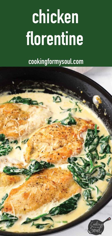 Baked Chicken Florentine, Creamy Chicken Florentine, Chicken Florentine Recipe, Creamy Spinach Chicken, Creamy Spinach Sauce, Florentine Recipe, Bruschetta Chicken Pasta, Florentines Recipe, Spinach Sauce