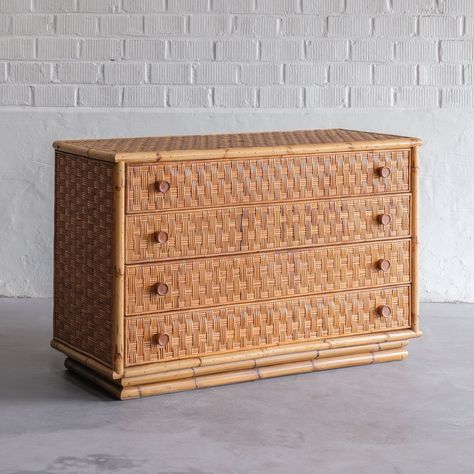 Listed on VNTG.com: 1960s Bamboo & woven rattan cabinet | #vntg #vintage Bamboo Cabinet, Rattan Cabinet, Bamboo Cabinets, Boutique Interior, Woven Rattan, Chest Of Drawers, Vintage Design, Storage Chest, Vintage Designs