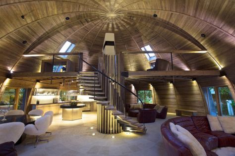 Made of solid timber, the Dome Home took years of meticulous planning to complete. It’s a self-supporting structure without the need for any columns. Monolithic Dome Homes, Quonset Homes, Quonset Hut Homes, Casa Hobbit, Asma Kat, Geodesic Dome Homes, Timothy Oulton, Dome Home, British Furniture