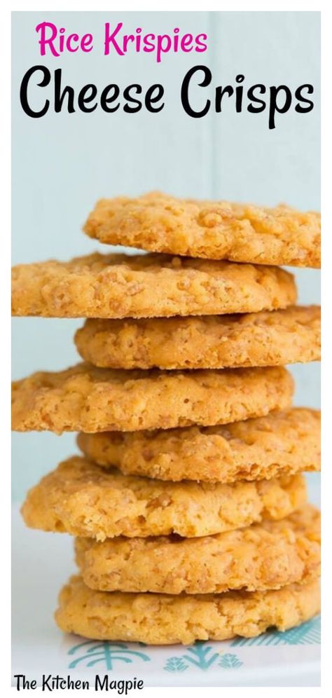 Rice Krispies Cheese Crisps | The Kitchen Magpie Savoury Biscuits, Crispy Cheese, Queso Cheddar, Homemade Crackers, Butter Balls, Cheese Crisps, Cheese Biscuits, Healthy Recipes Easy Snacks, Cheese Cookies