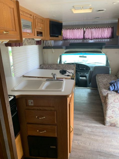 Class C Renovation, Class C Camper Remodel, Class C Campers, Rv Kitchen Remodel, Motorhome Remodel, Camping Couple, Motorhome Interior, Rv Interior Remodel, Retro Elements