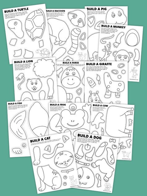 18 Free Printable Build Your Own Animal Crafts Build A Animal Free Printable, Build An Animal Craft, Craft For First Graders, Art Bingo Free Printable, Build An Elephant Printable, Stuffed Animal Activities, Drawing Activities For Kindergarten, Wombat Craft For Kids, God Made Animals Craft