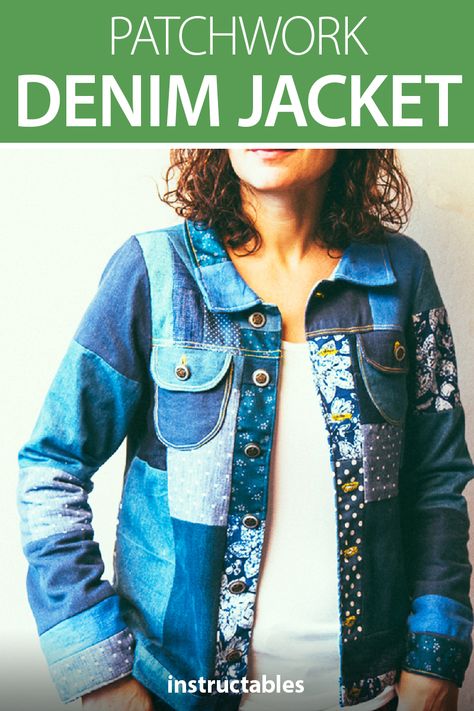 Patchwork Textiles, Patchwork Jean Jacket, Sewing Denim, Denim Patchwork Jacket, Jean Jacket Diy, Sewing Pockets, Patchwork Denim Jacket, Diy Denim Jacket, Cool Clothes