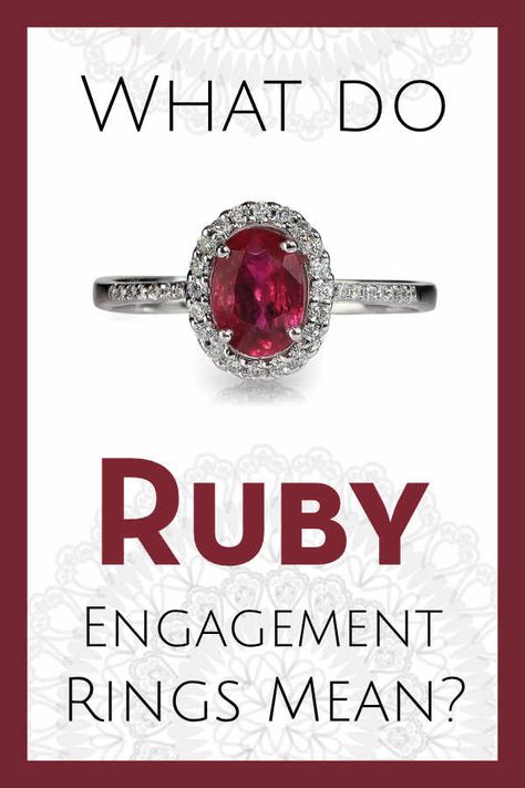 What Do Ruby Engagement Rings Mean? - Rubies represent vitality, passion, and courage. If you are looking to make your marriage one that is exciting, passionate, and never boring, then ruby is a great choice. Click to learn what all the engagement ring gemstones mean! #weddings #engagementrings #bridal #rings Gemstone Engagement Rings Ruby, Ruby Sapphire Engagement Ring, Engagement Rings For Him And Her, Round Ruby Engagement Ring, Engagement Ruby Ring, Diamond Ruby Engagement Ring, Ruby And Black Diamond Ring, Ruby Diamond Rings Engagement, Ruby Oval Engagement Ring