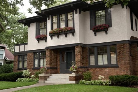 Behr's 2024 Exterior Color Of The Year Tugboat Is Finally Here Tudor Exterior Paint Colors, Tudor Exterior Paint, Exterior Stain Colors, Tudor Exterior, Tudor House Exterior, Dark Trim, Exterior Stain, Behr Paint, Tudor House