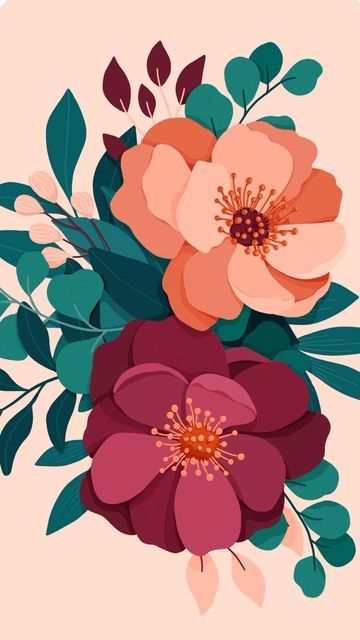 Flowers Flat Illustration, Flowers Drawing Procreate, Digital Floral Art, Flower Digital Art Illustrations, Floral Digital Art, Big Flower Drawing, Flower Drawing Digital, Procreate Course, Sidewalk Flowers