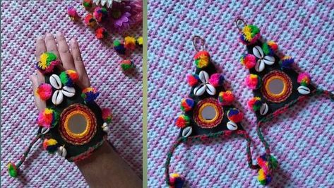 Navratri Hand Bracelet, Navratri Ornaments, Garba Jewellery, Sadu Bharat, Easy Fancy Dress, Jewellery Creative, Navratri Jewellery, Fabric Bangles, Navratri Collection