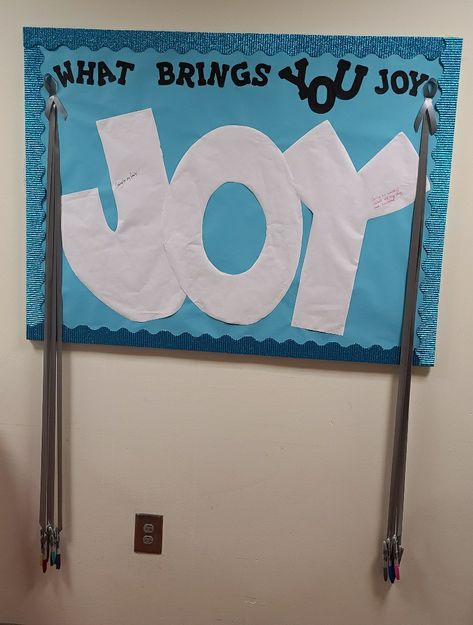 What Brings You Joy Bulletin Board, Joy Bulletin Board Ideas, Joy Bulletin Board, Library Decorations, Colorful Bulletin Boards, Faith Formation, Classroom Bulletin Boards, Library Decor, Board Ideas