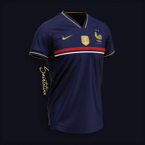 Stunning Nike France 2019 Concept Kits By Saintetixx - Footy Headlines France Kit, France Jersey, Camisa Barcelona, Team Shirt Designs, World Cup Jerseys, Football Team Shirts, France Football, Sports Jersey Design, Sports Uniforms