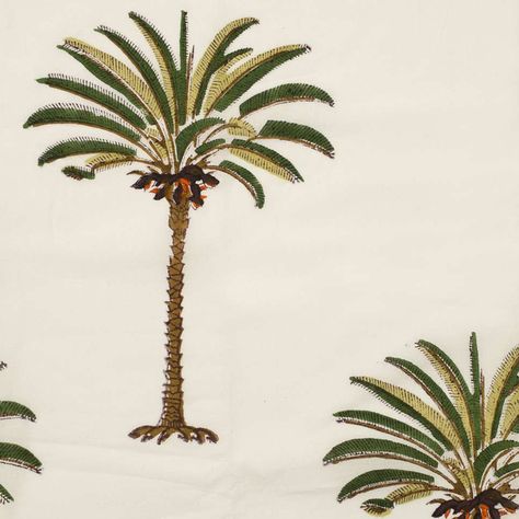 The Affordable Fabrics Interior Designers Swear By | SheerLuxe Customized Pillows, Palm Tree Fabric, Tropical Palm Trees, Palm Tree Design, Palm Tree Art, Palm Tree Pattern, Tropical Fabric, Palm Tree Print, Tree Drawing