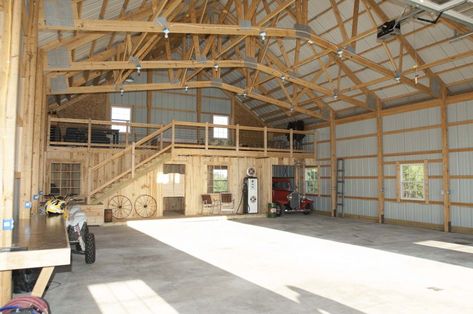 Pole Barn With Loft, Barn With Loft, Pole Barn Shop, Pole Barn Designs, Casa Garage, Pole Barn Garage, Metal Shop Building, Building A Pole Barn, Morton Building