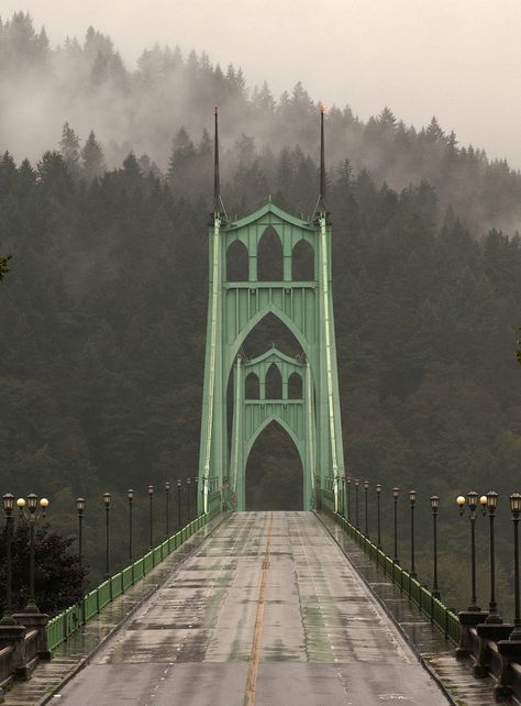 St. Johns Bridge, Portland, OR Portland Bridges, Oregon Aesthetic, Bridge Tattoo, Bridges Architecture, Bridge Drawing, Downtown Portland Oregon, Portland Neighborhoods, Portland Tattoo, Domino Art