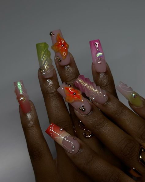 So tropical 🌺🍹🌴🍍 so summerrrr #dovenailsbysharon Nails Hawaii, Aesthetic Nail, Business Nails, Nails Aesthetic, Glamorous Nails, Long Acrylic Nails Coffin, Unique Acrylic Nails, Vacation Vibes, Long Acrylic