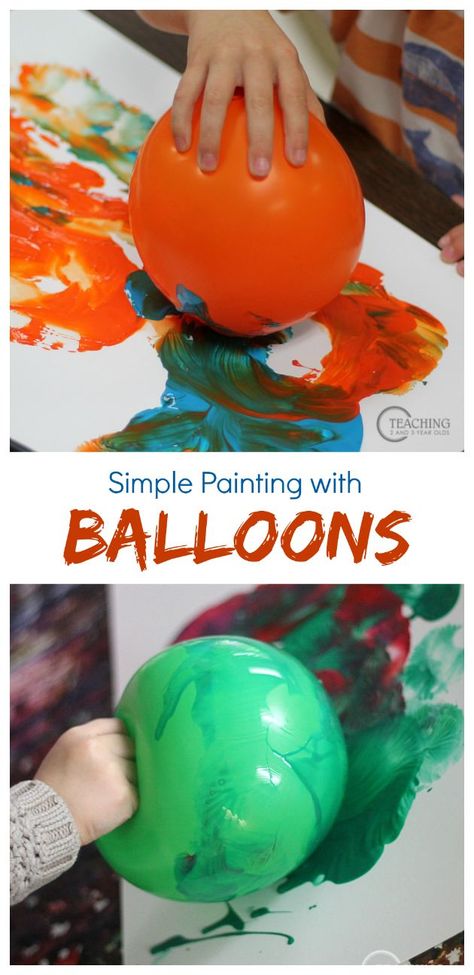 Preschool Art with Balloons - Try this on your easel for additional fine motor fun! Our toddlers love this process art, too. Camping Crafts For Toddlers, Preschool Circus, Circus Activities, Preschool Painting, Carnival Crafts, Circus Crafts, Preschool Art Projects, Arts And Crafts For Teens, Balloon Painting