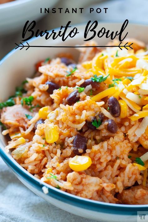 Instant Pot Mexican Rice And Beans, Instant Pot Burrito Bowl, Instant Pot Rice And Beans, Instant Pot Burrito, Black Beans Chicken, Instantpot Rice, Blessing Boxes, Chicken Noodle Soup Healthy, Simple Chicken Alfredo Recipe