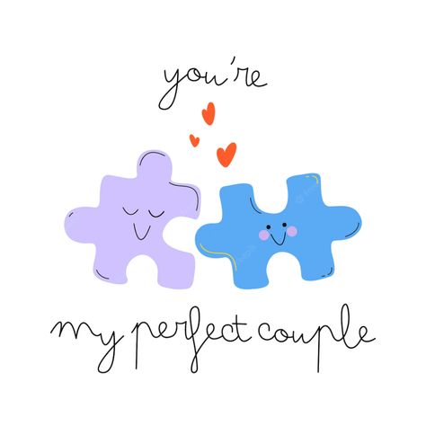 Premium Vector | Illustration of cute puzzles greeting card Cute Puzzles, Couple Puzzle, Couples Puzzle, Perfect Couple, Premium Vector, Graphic Resources, Greeting Card, Vector Illustration, Greeting Cards