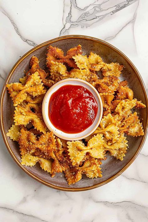 Utimate Air Fryer Pasta Chips - 5 Flavors - The Daily Dish Air Fryer Pasta Chips, Vegan Cashew Cheese Sauce, Air Fryer Pasta, Air Fryer Chips, Vegan Cashew Cheese, Homemade Pizza Rolls, Pasta Chips, Homemade Chips, Rigatoni Pasta