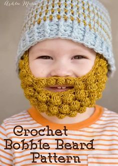 Crocheted Beard Pattern, Crochet Beard Hat, Diy Laine, Crochet Beard, Beard Beanie, Crochet Pour Halloween, Beard Hat, Crochet Bobble, Hat Patterns Free