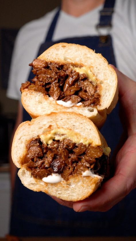 Vegan French Dip - Thee Burger Dude Vegetarian French Dip, Vegan French Cuisine, Vegan Protein Sandwich, Thee Burger Dude, Fun Vegan Recipes, Vegan French Dip, Vegan Panini, Vegan French Recipes, Horseradish Mustard