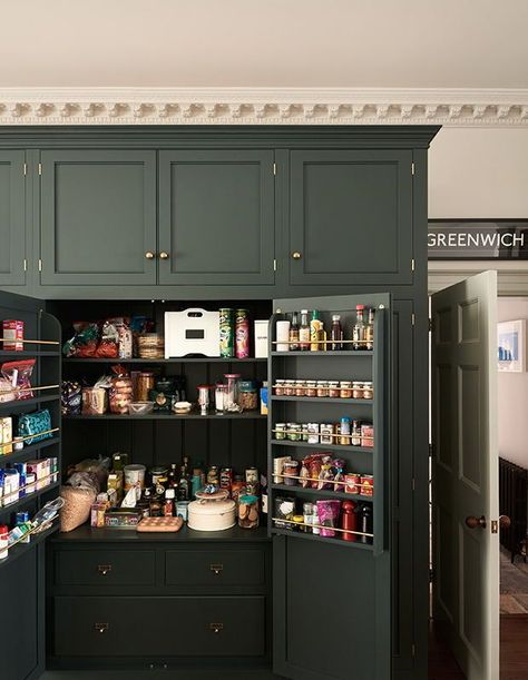 Green Pantry, Fitted Cupboards, Prior Park, Classic English Kitchen, Colourful House, Nyc Kitchen, Kitchen Cabinet Organization Ideas, Built In Banquette, Devol Kitchens