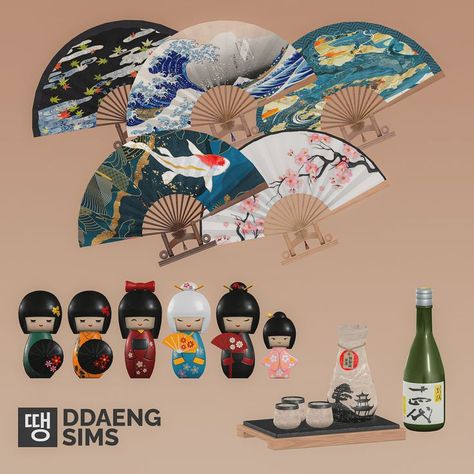 Sims 4 - The Sims 4 - Sims 4 Downloads - Sims 4 CC - Sims 4 Custom Content - ts4cc - ddaengsims - ts4 - Sims 4 Decor - Sims 4 Decor - ts4 food - ts4 clutter - ts4 furniture - ts4 decor - Sims 4 Korean Decor - Sims 4 Japanese Decor - Sims 4 Asian Decor Sims 4 Japanese House, Sims 4 Korean, Sims 4 Decor, Korean Decor, Colorful Objects, Korean Furniture, Medieval Japanese, Cactus Cushion, Sims 4 Clutter