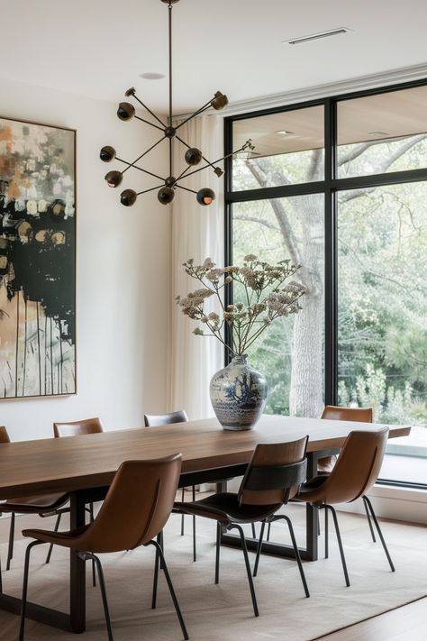 15 Ways to Create a Stunning Mid-Century Modern Dining Room – Everyday Inspo Contemporary Dining Room Tables, Mid Century Modern Dining Room, Simple Table Settings, Transitional Dining Room, Minimalist Tables, Contemporary Dining Room, Small Decor, Modern Dining, Minimalist Living Room