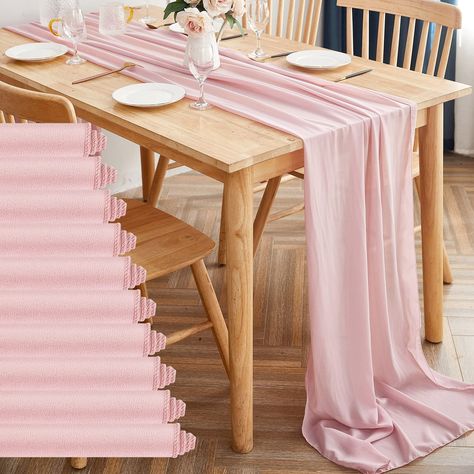 PRICES MAY VARY. 【CHIFFON MATERIAL】 These chiffon table runner are made of 100% premium polyester.The fabric has a unique sightly shiny-looking, Semi-sheer. Silky soft and more graceful than tulle or nylon curtains. 【SIZE AND COLOR】120 inch(L)*29 inch(W),Dusty Rose 【FEATURES】The fabric has a unique sightly shiny-looking, Semi-sheer. Silky with soft touching, wrinkle-resistant resistant with good sheerness, fine workmanship and the pretty color, adding a touch of elegant to the table. 【MULTIPLE O Chiffon Table Runner, Gauze Table Runner, Birthday Party Table Decorations, Birthday Party Table, Baby Shower Table Decorations, Oval Tablecloth, Birthday Party Tables, Satin Sheets, Pink Chiffon