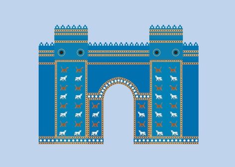 Vector ishtar gate of babylon in iraq | Premium Vector #Freepik #vector #gate #antique #architecture #building Ishtar Gate Sketch, Babylon Iraq, Ishtar Gate, Gate Of Babylon, Antique Architecture, Arabic Books, Arabic Calligraphy Art, Iconic Photos, Gate Design